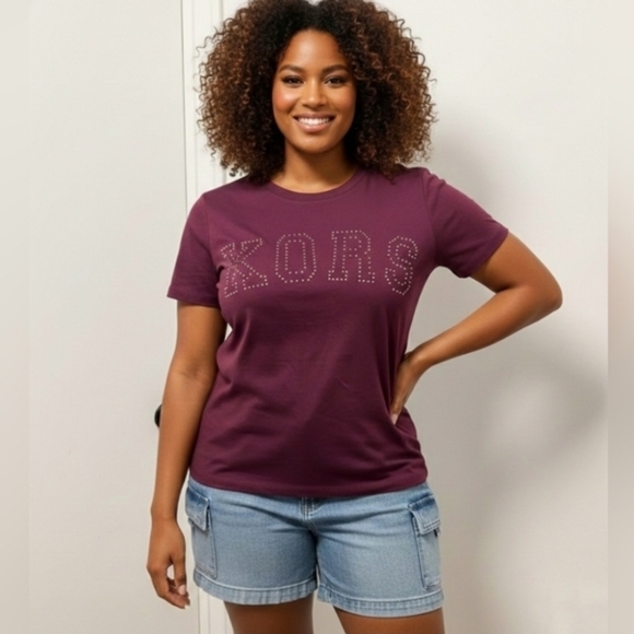 Michael Michael Kors Women's Plum Short Sleeve Tee Size 1X - Picture 1 of 8